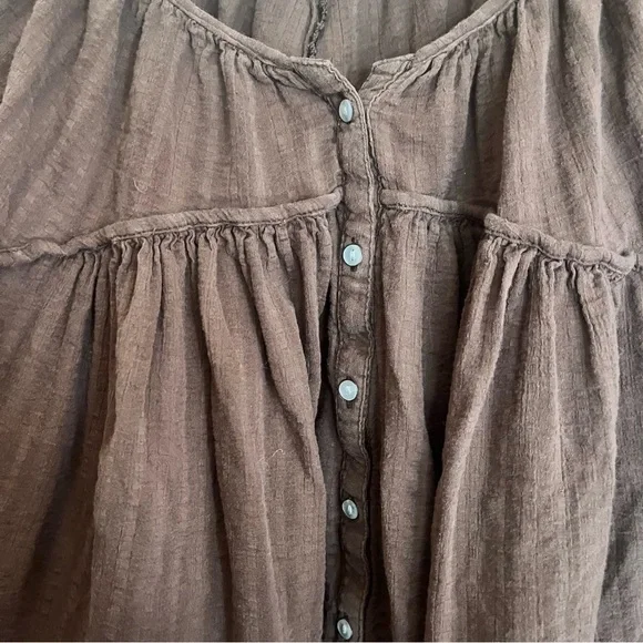 American Eagle Outfitters Brown Flowy Boho Button-Up Blouse - Picture 2 of 5